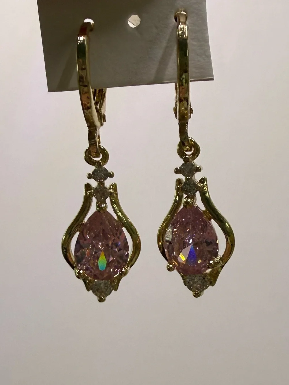 18k GP Pink Dangle Earrings